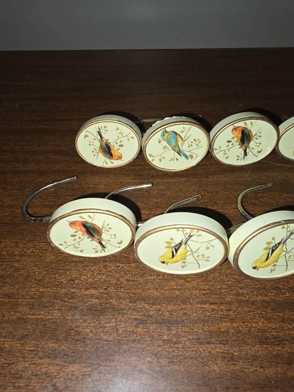 Avanti Gilded Birds Ivory Shower Curtain Rings Hooks for Bathroom Rods Set of 12